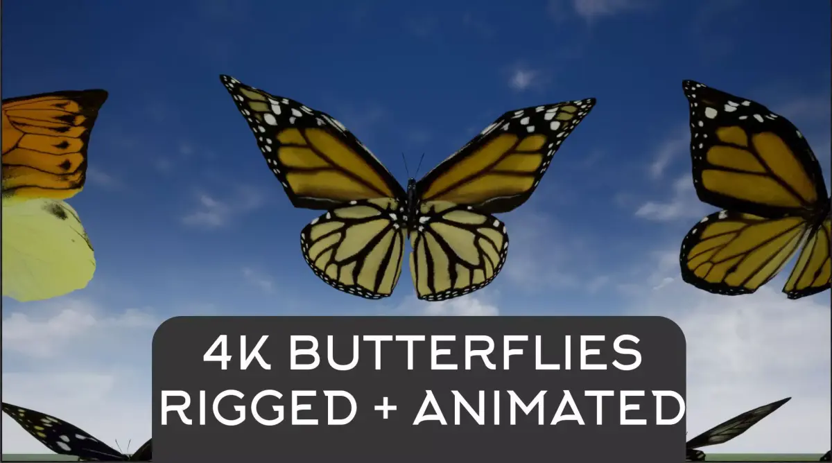 4K Butterflies rigged and animated Low-poly 3D model