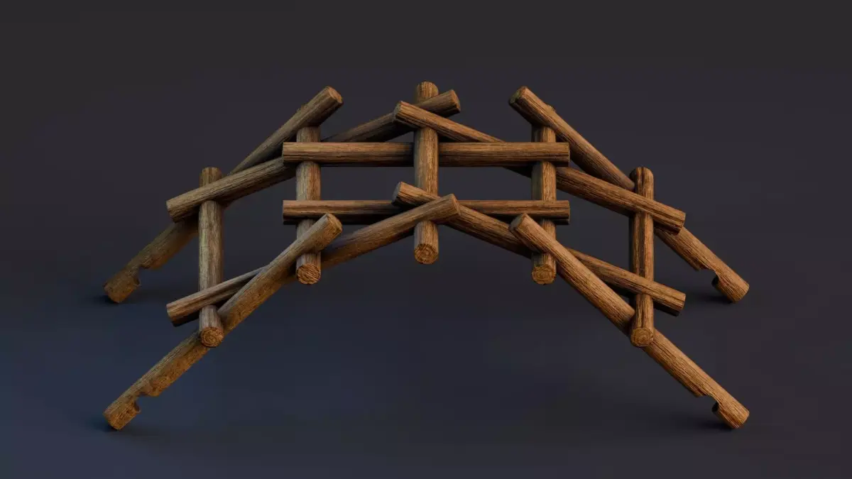 Da Vinci Inventions - Self Supporting Bridge Low-poly 3D model