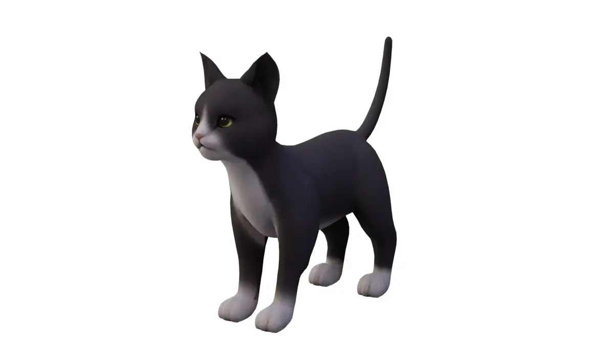 Cat black white  Low-poly 3D model