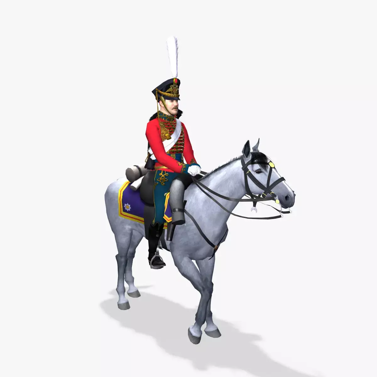 Hussar russian Low-poly 3D model