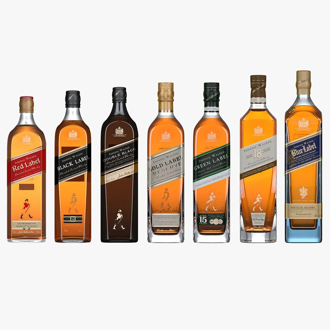 Johnnie Walker Whisky All Flavours Bottle Collection 3D model