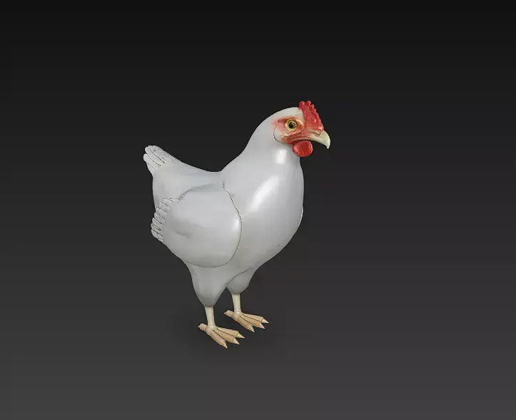 Chicken 3D Model Basic - Low Poly Simple Low-poly 3D model