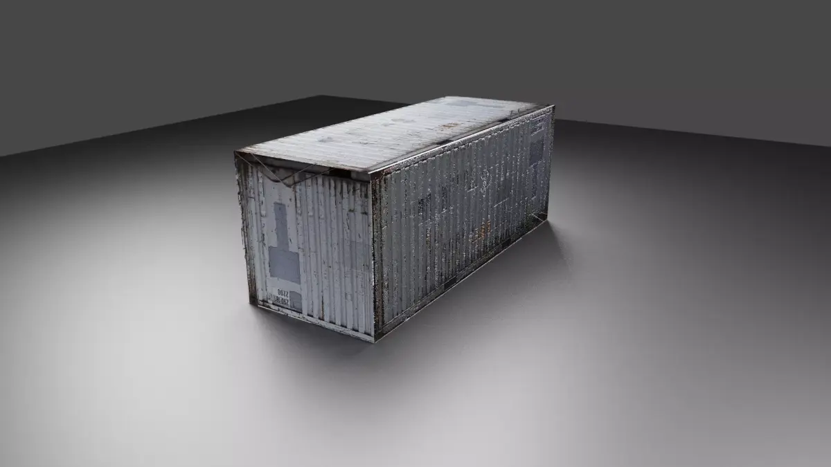 Kontainer and a plane Low-poly 3D model