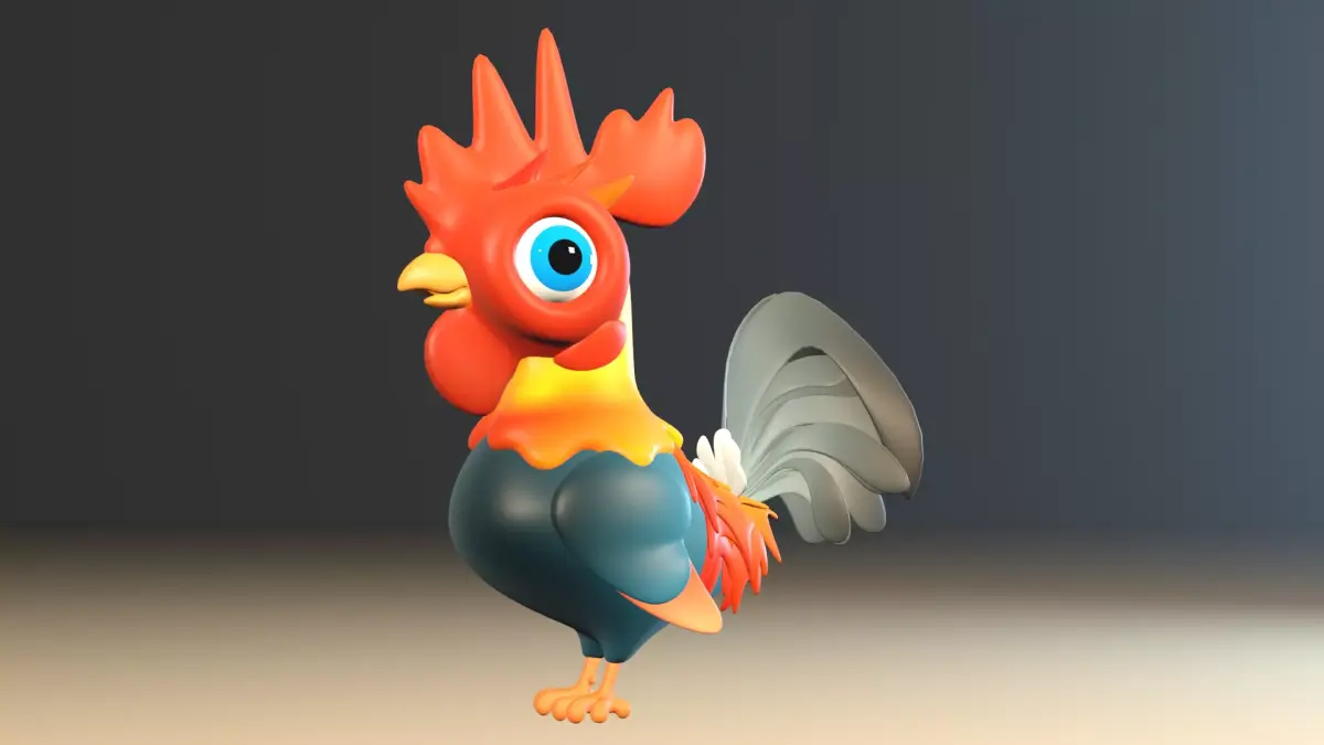 Cartoon Rooster 3D model