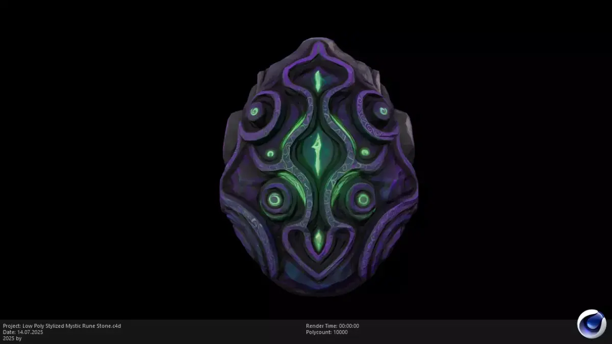 Low Poly Stylized Mystic Rune Stone Low-poly 3D model