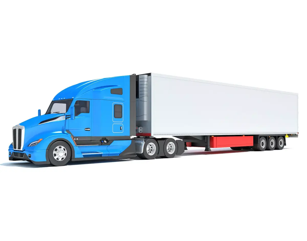 Truck with Reefer Refrigerator Trailer 3D model shop