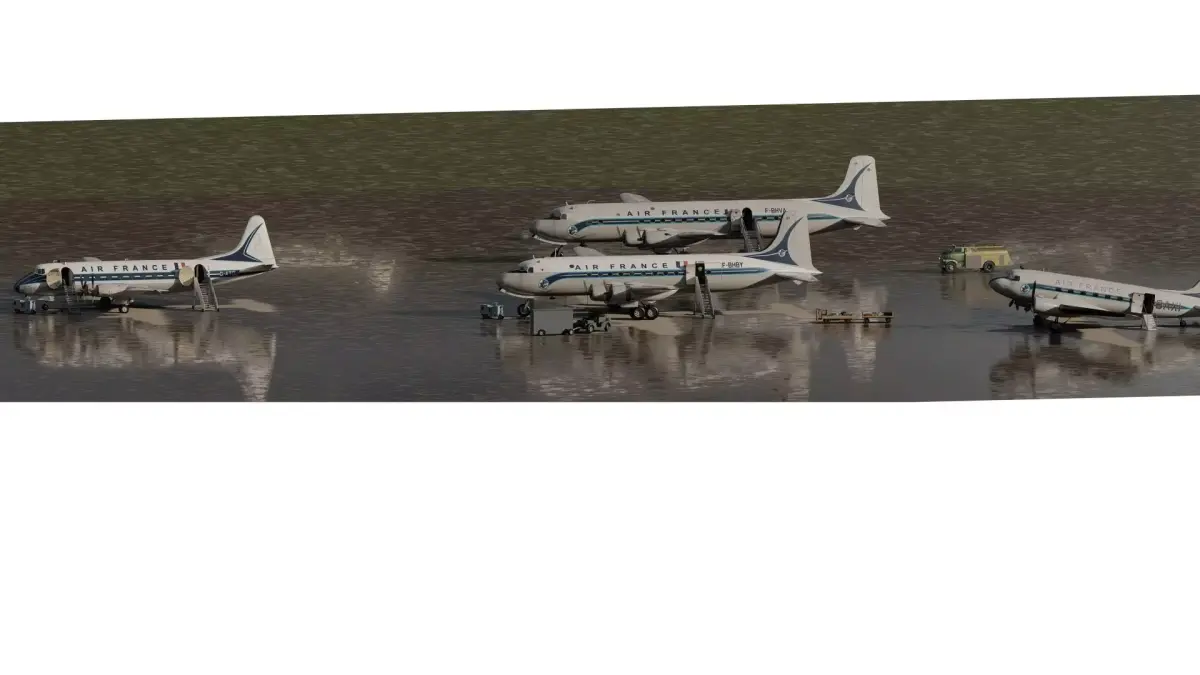 DOUGLAS DC-3 DOUGLAS DC-4 and VICKERS VISCOUNT V-700 3D model