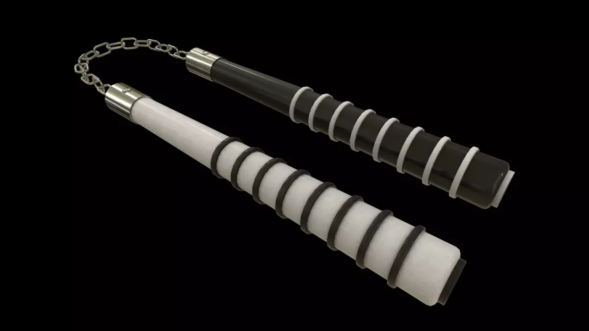 Nunchucks - Yin Yang Nunchaku Low-poly 3D model