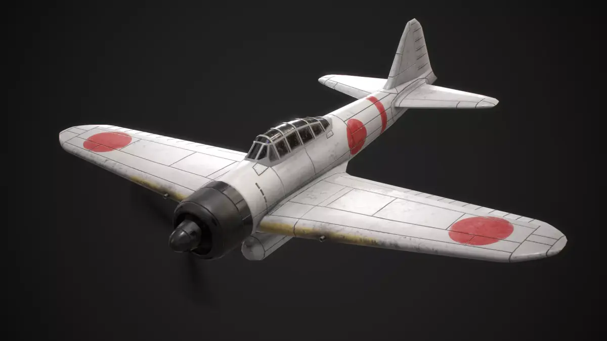 Mitsubishi A6M Zero Low-poly 3D model