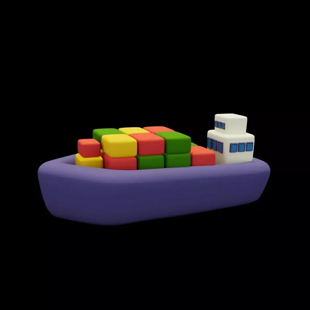 Stylized Cargo Ship Cartoon Ship Maritime  Low-poly 3D model