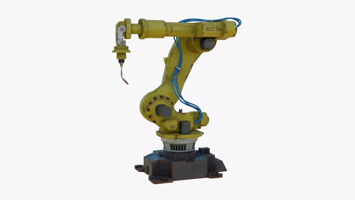 Industrial Welding Robot Yellow Rusty Low-poly 3D model