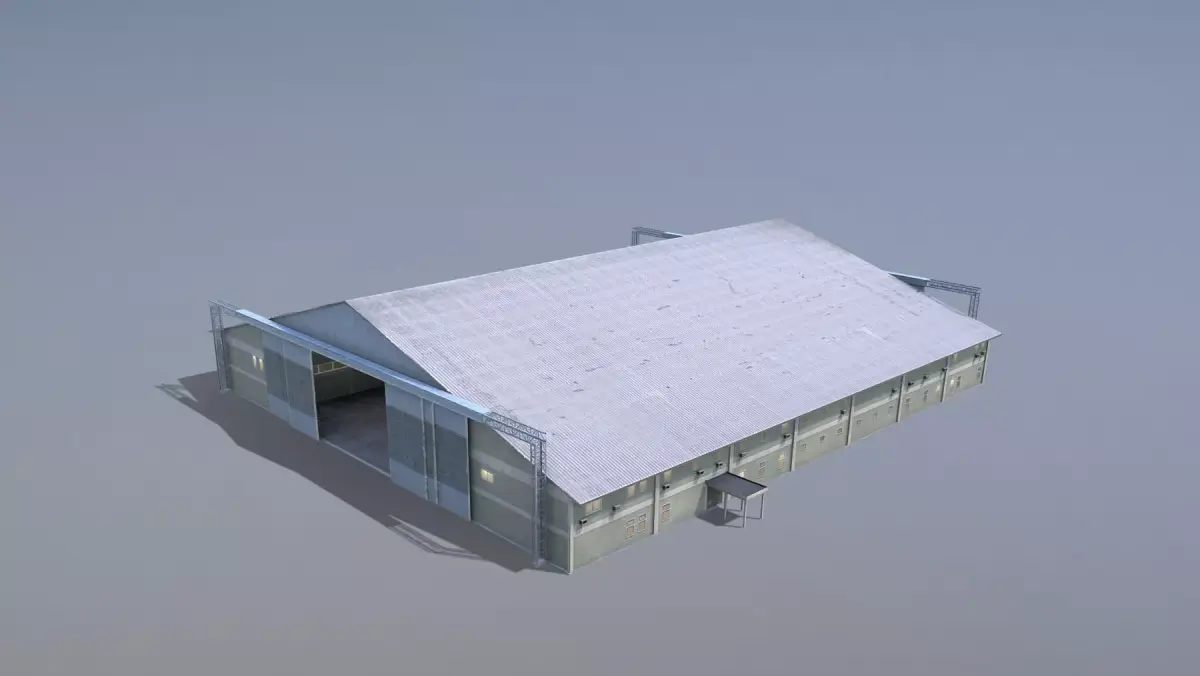 MilitaryBase PortoVelho Hangar 01 Low-poly 3D model