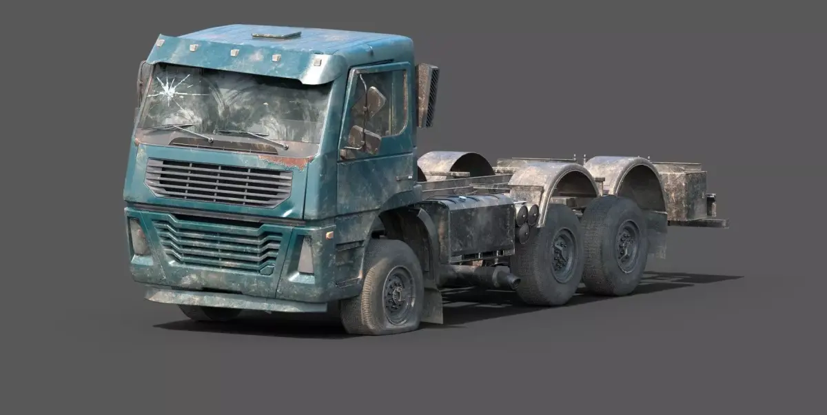 Abandoned Brandless Euro Truck Lowpoly Low-poly 3D model