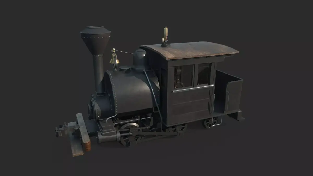 Old-fashioned steam locomotive using wood as fuel 3D model