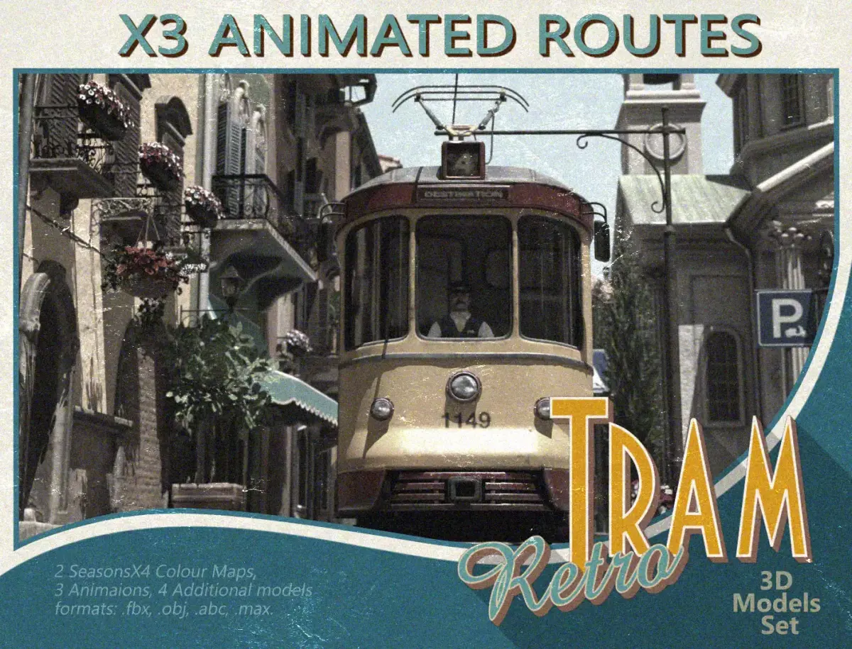 Tram Retro 3D model