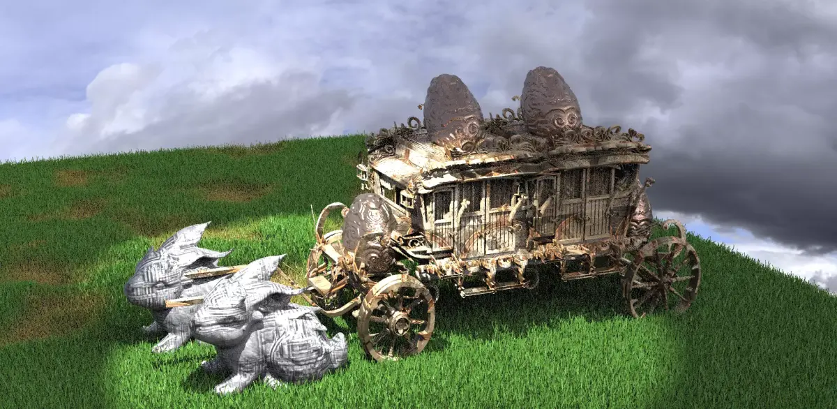 High polygon Stage Coach 2 with Bunny  3D model purchase