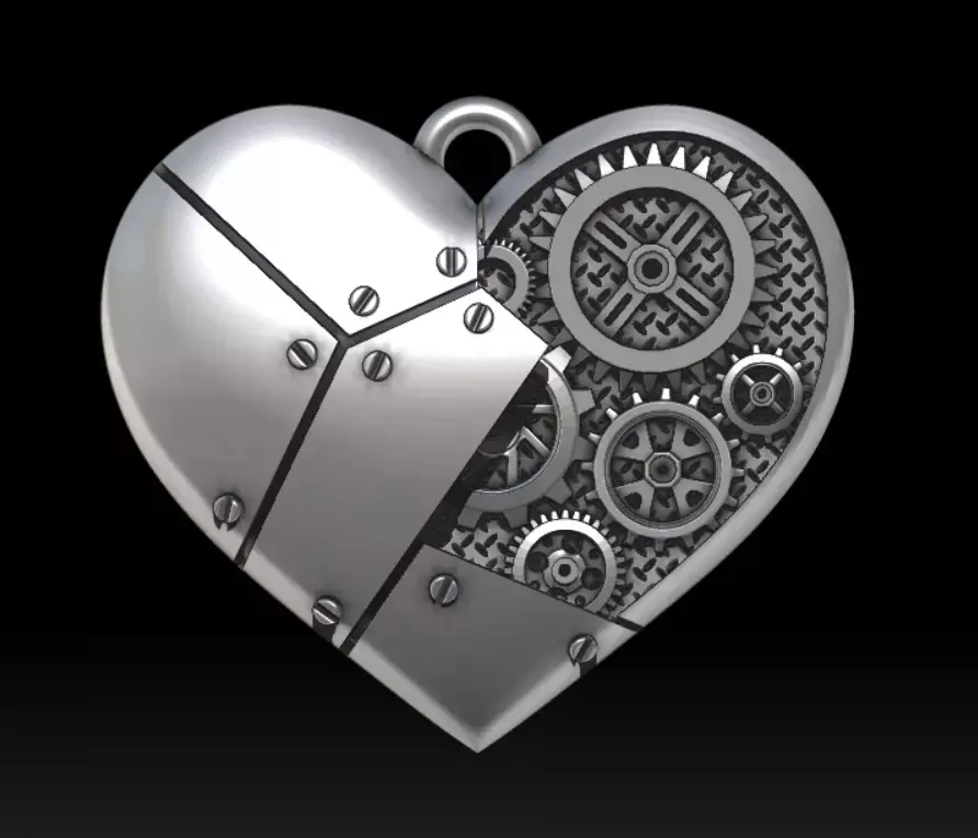 heart pendant with mechanism Steampunk 3D print model