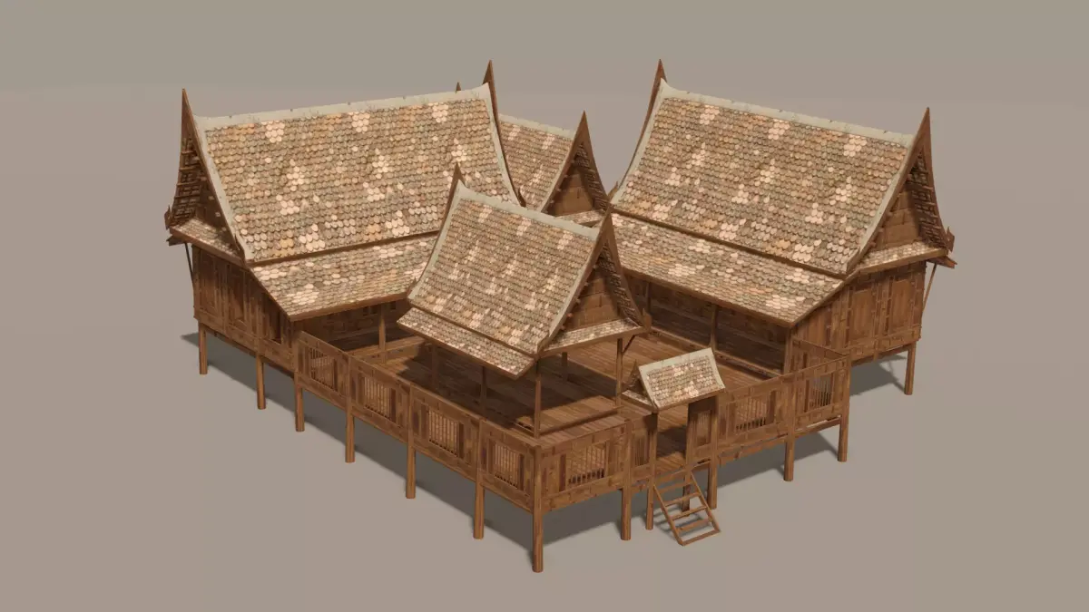 Central Thai traditional house-02 Low-poly 3D model Low-poly 3D model