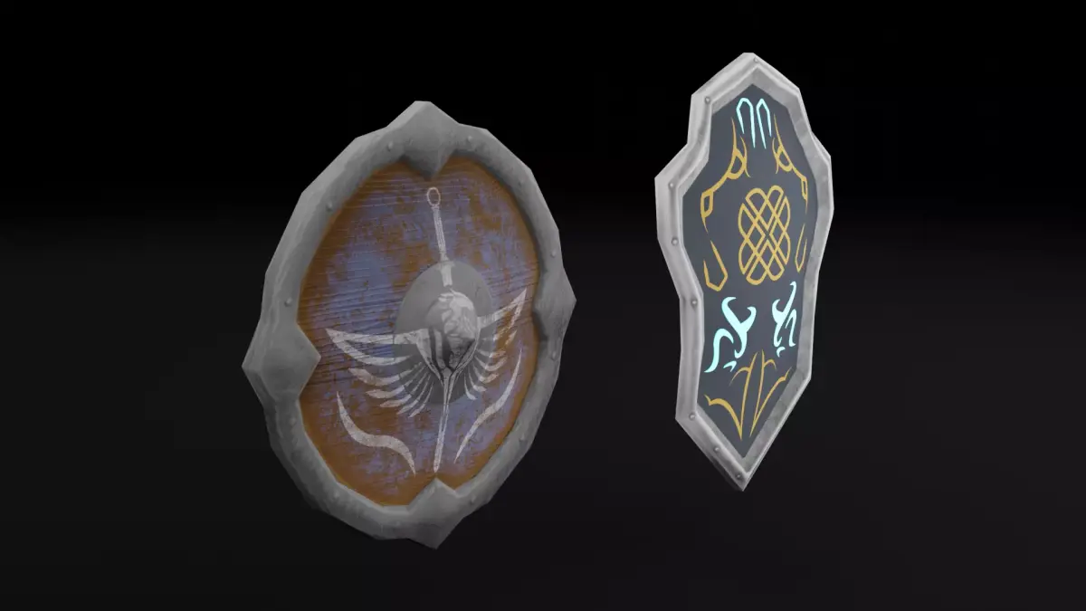 Fantasy Stylised Shields Free low-poly 3D model