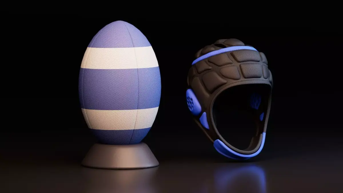 Rugby Ball and Protective Headgear 3D model