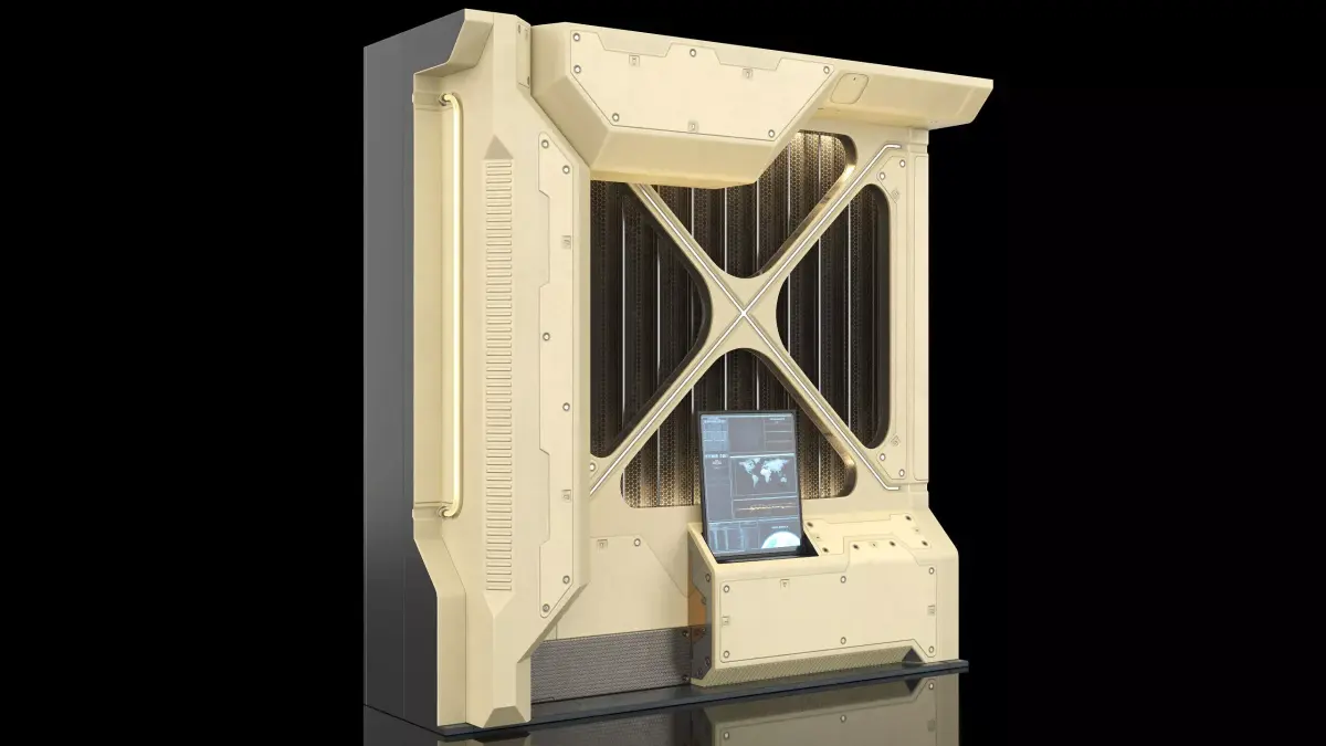 Sci-fi Ventilation Part Interior With Terminal PBR 3D model