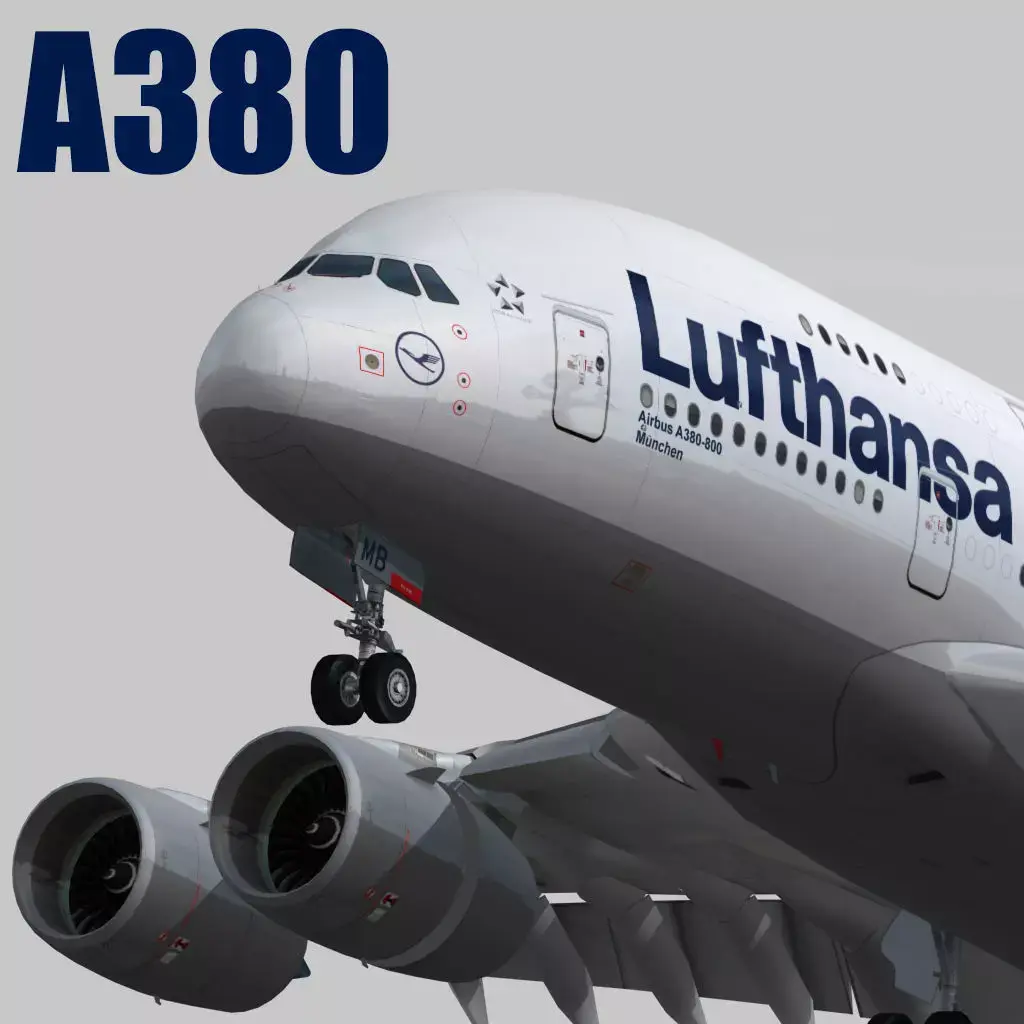 Airbus 380-8 Lufthansa Low-poly 3D model