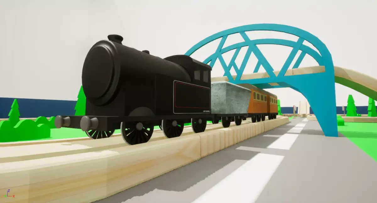 Train Set - Modular Train Track - Trains and Table  Low-poly 3D model