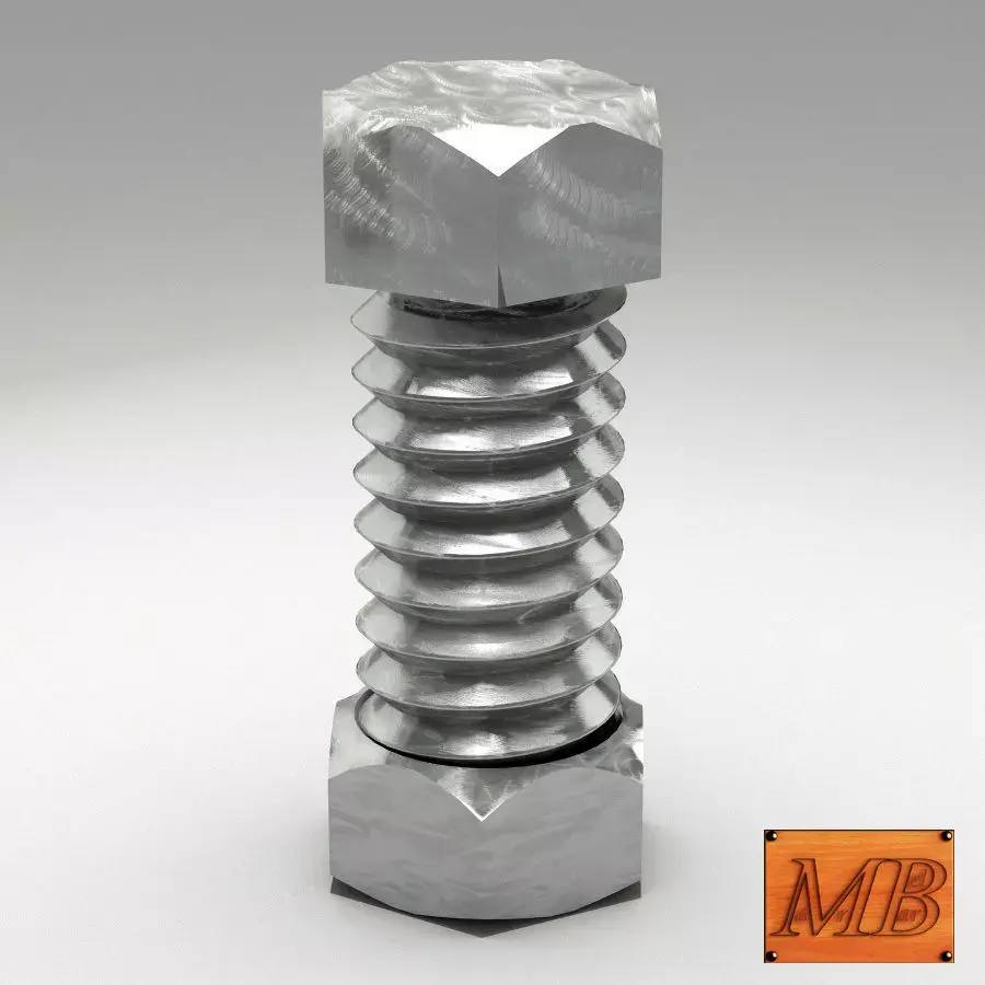 Bolt and nut 3D model