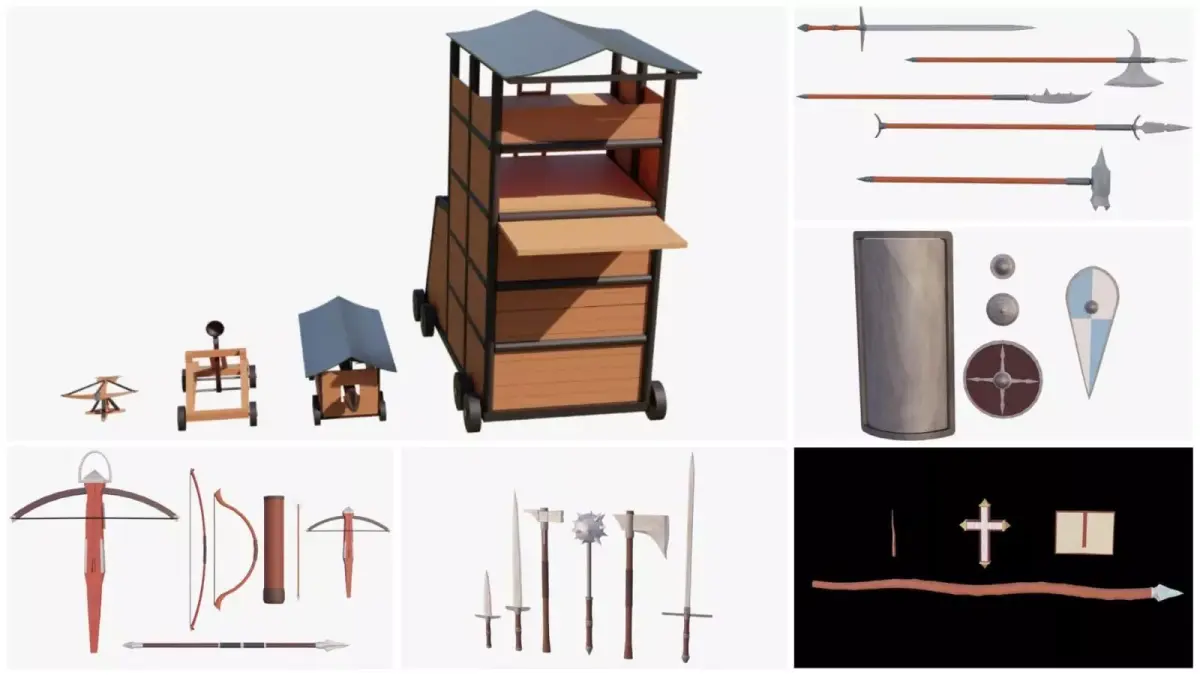 Medieval assets pack Low-poly 3D model