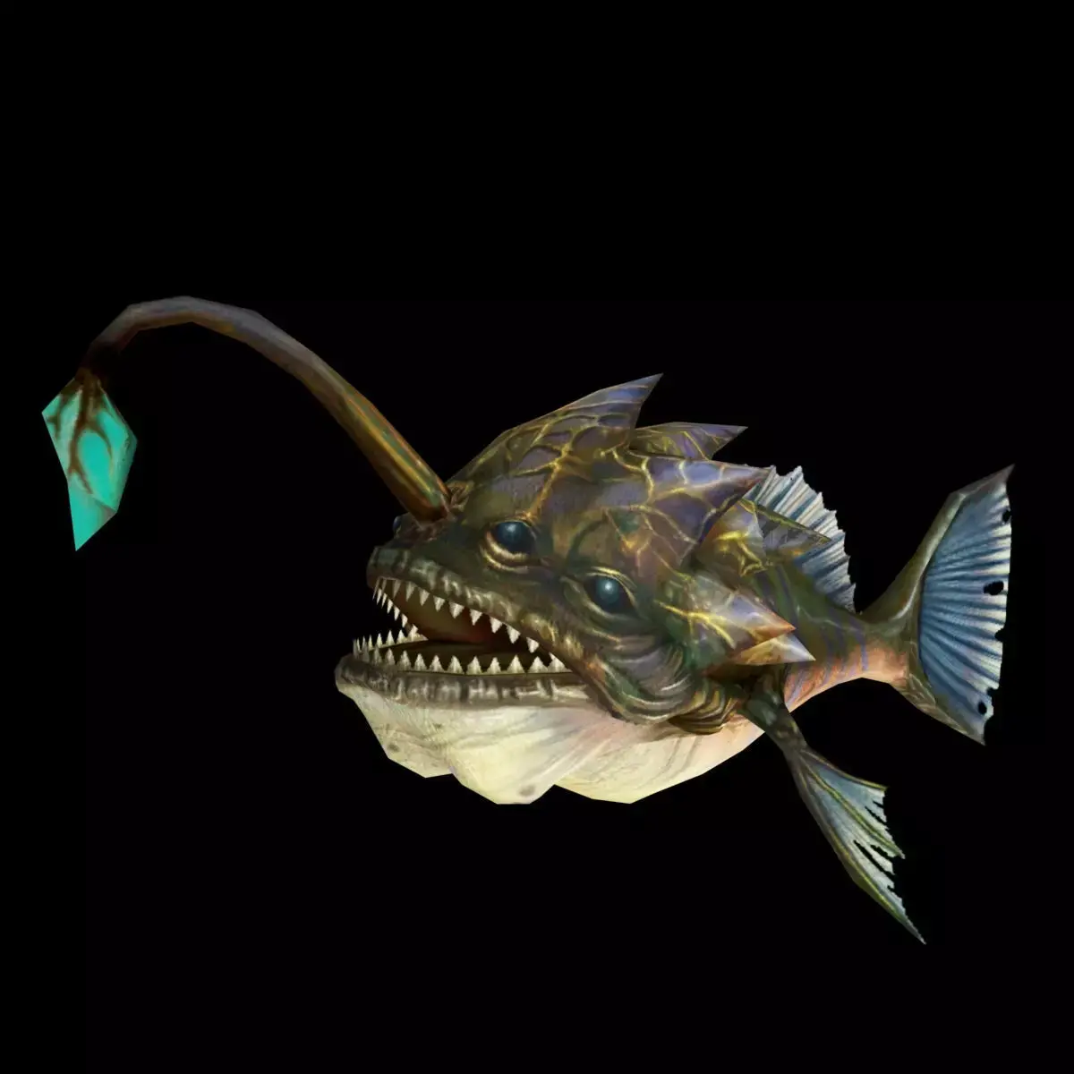 monster piranha fish creature Low-poly 3D model