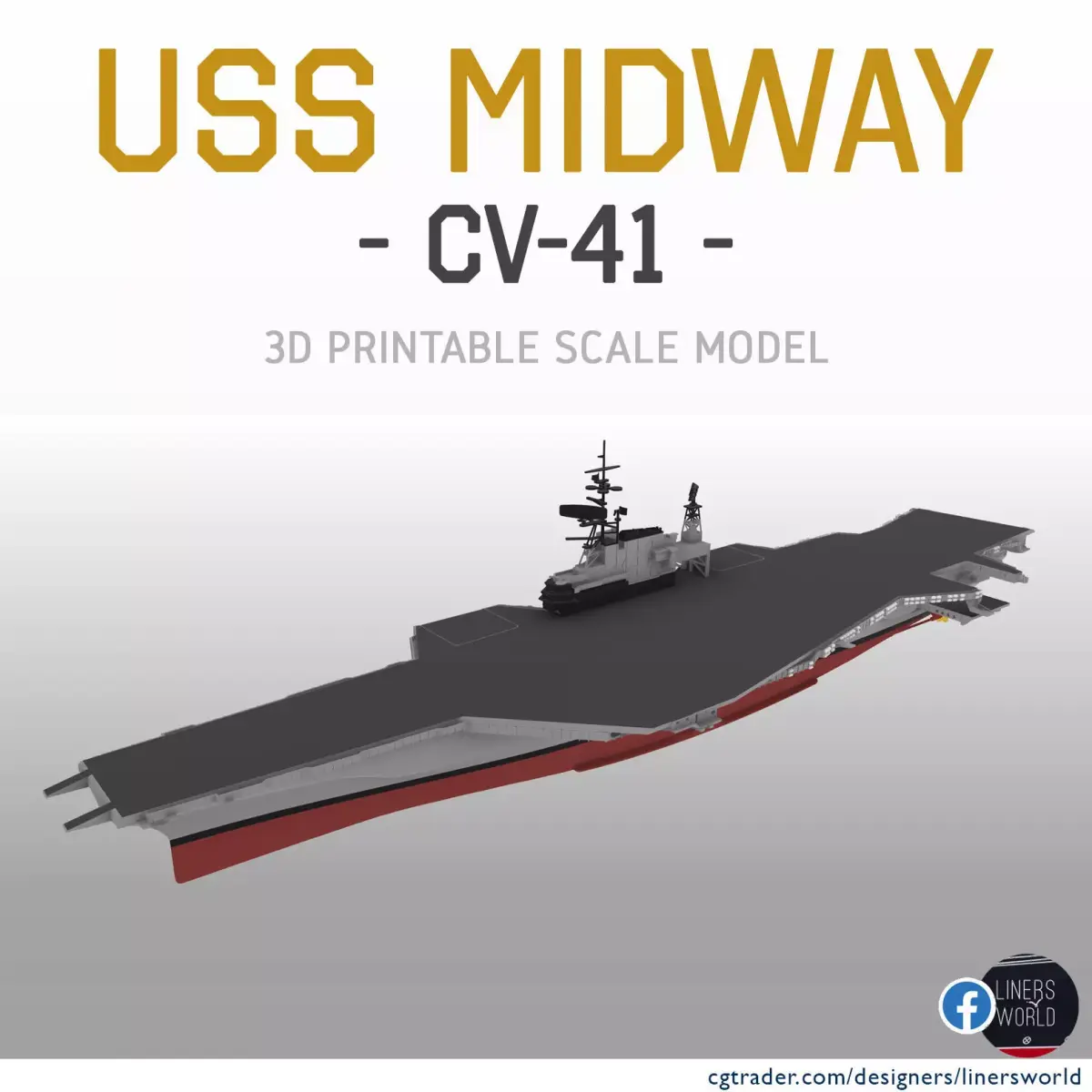 USS MIDWAY CV41 Aircraft carrier print ready model 3D print model
