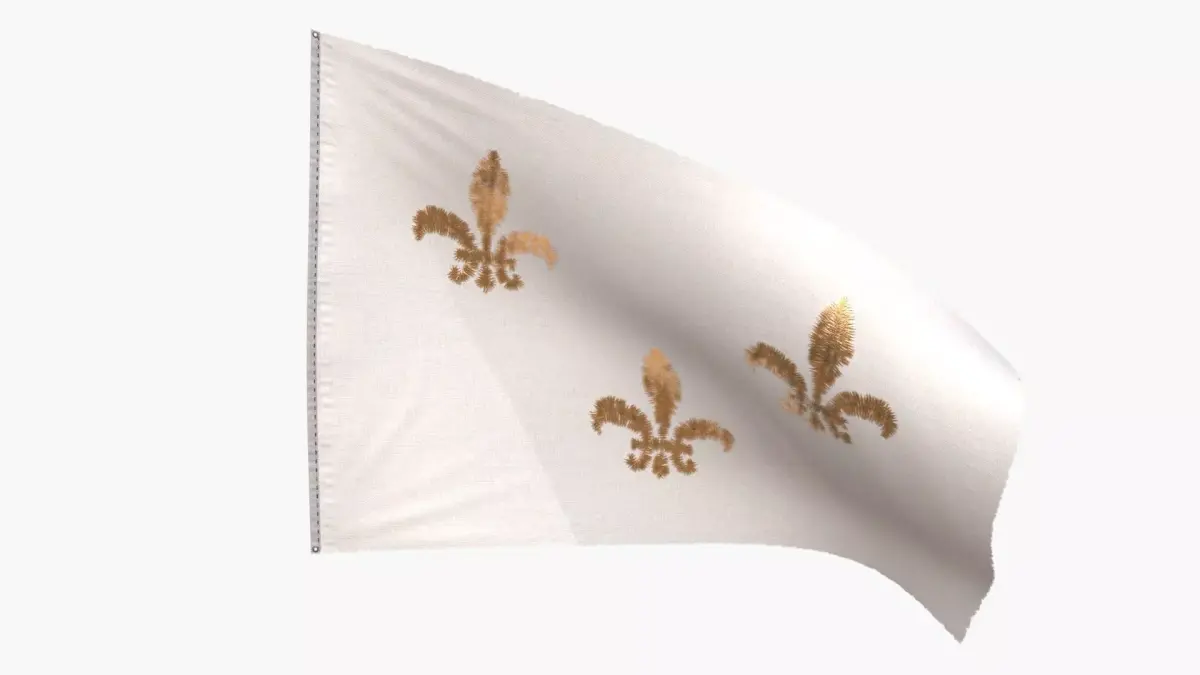 Royal French Flag 1789 Low-poly 3D model