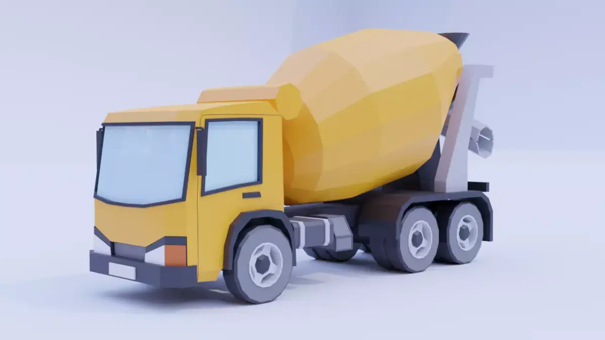 Low Poly Cement Truck Low-poly 3D model