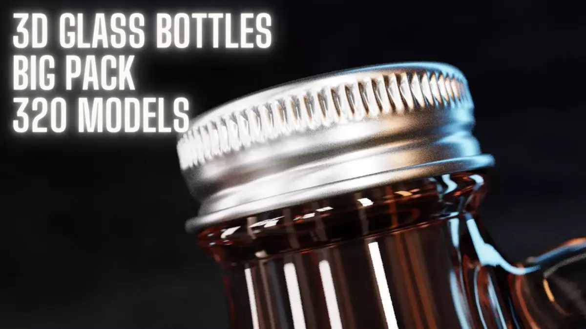  3D GLASS BOTTLES HQ CONTAINER PACK for Blender PROMO half price 3D model