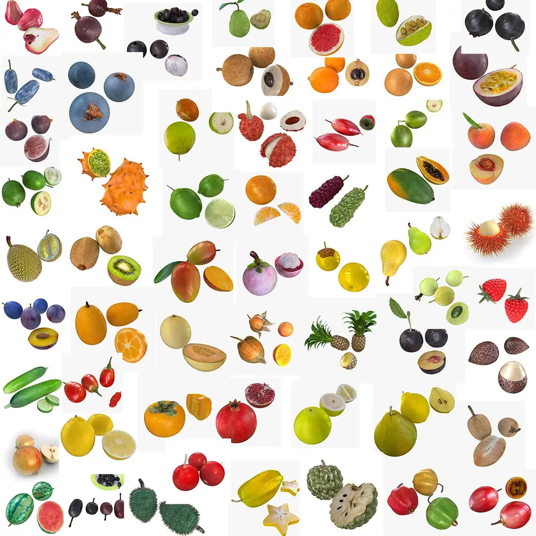 Mega Fruits Collection Low Poly 3D model