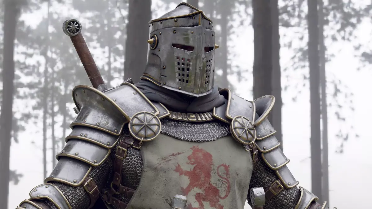 Crusader knight in armor Low-poly 3D model