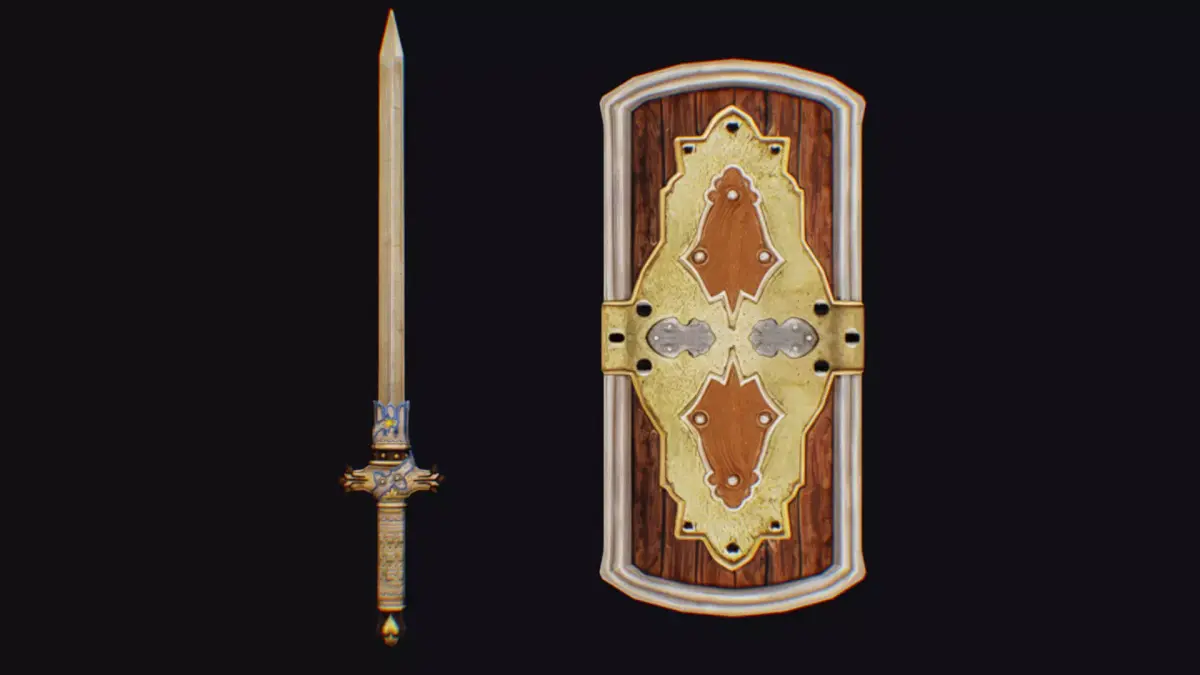 Sword Light Shield Armor Dagger Wooden Edged Cutting Rapier Low-poly 3D model