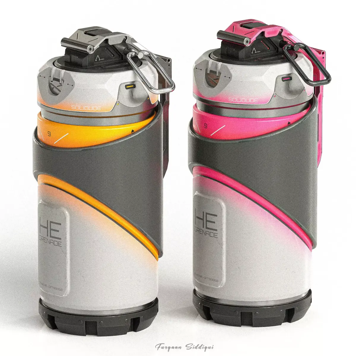Sci-fi Grenade V9 PBR Low-poly 3D model