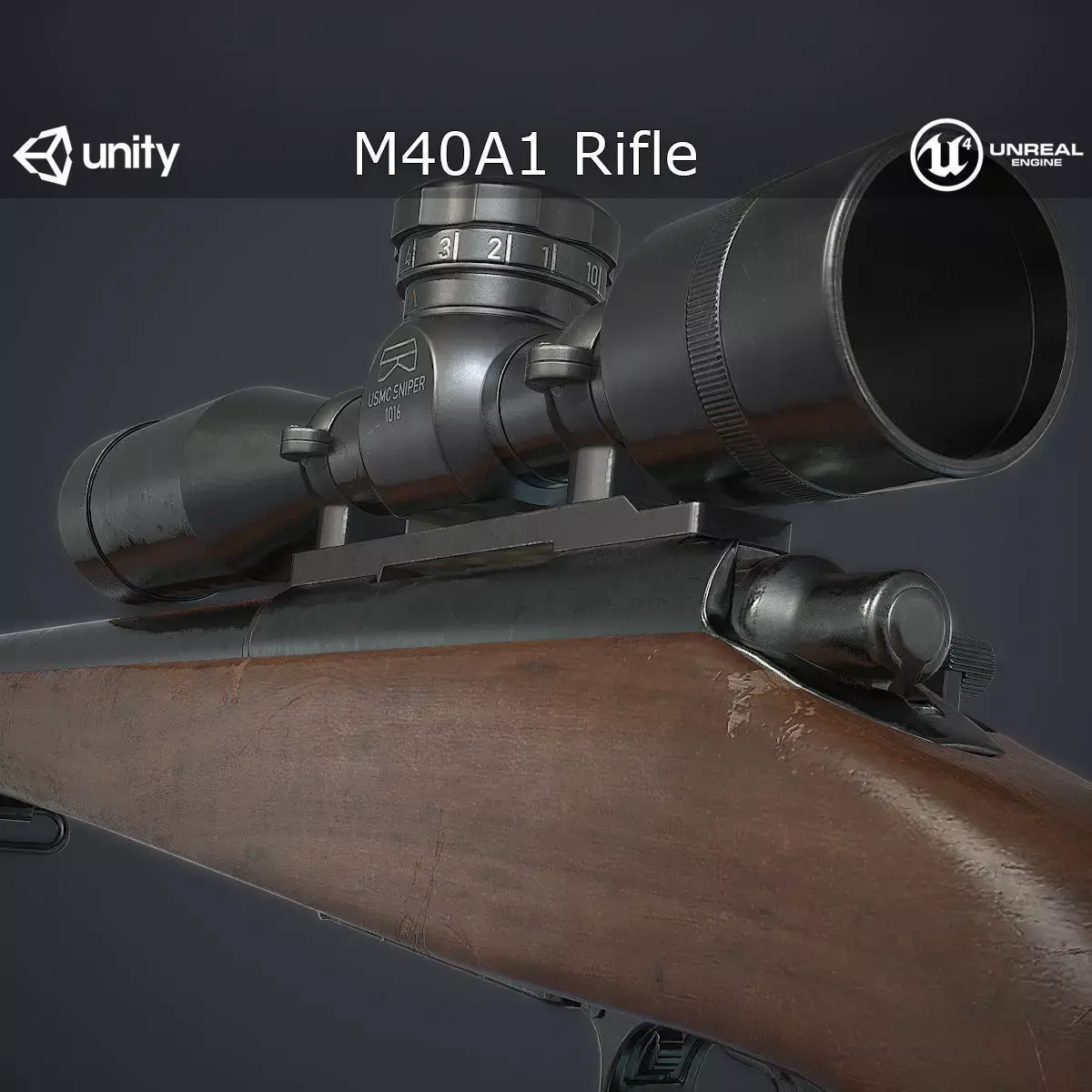 M40A1 Sniper Rifle Low-poly 3D model