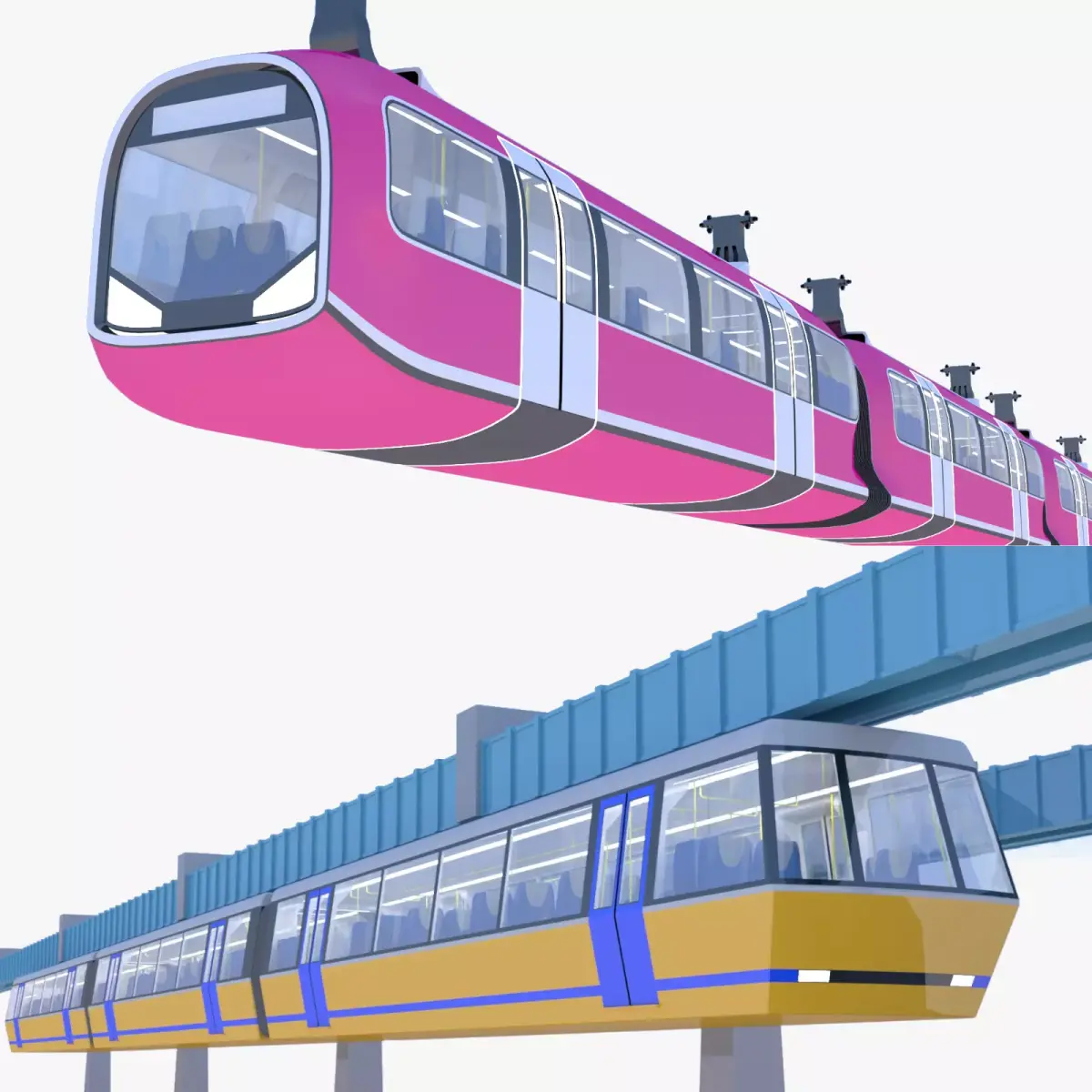 Elevated trains collection 2024 II 3D Model Pack