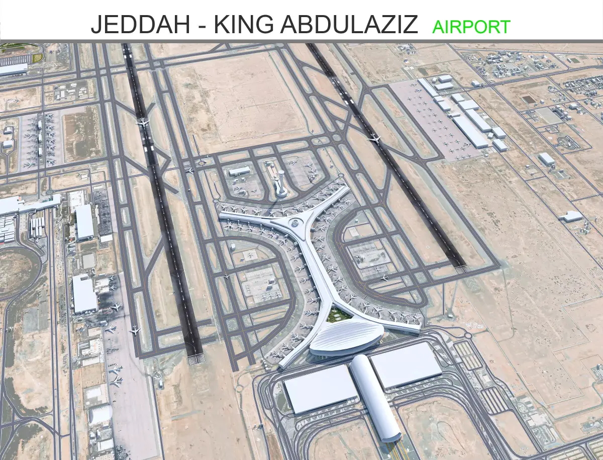 Jeddah - King Abdulaziz Airport 11km Low-poly 3D model