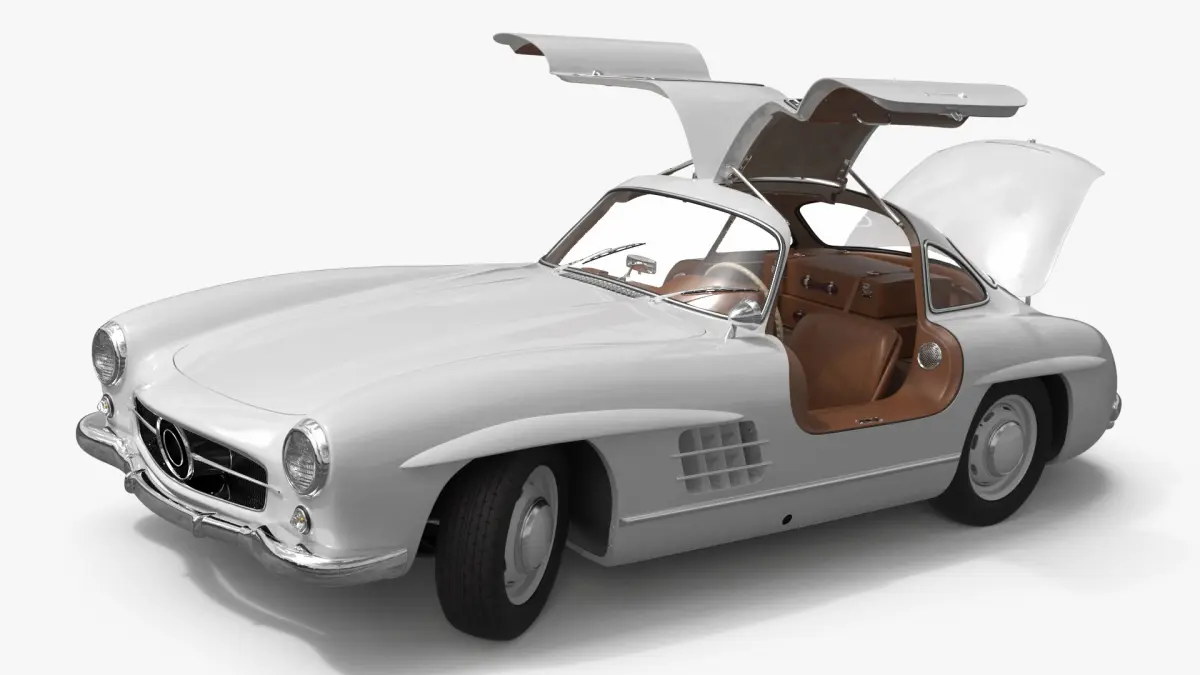 Vintage Collector Sports Car White Rigged for Cinema 4D 3D model