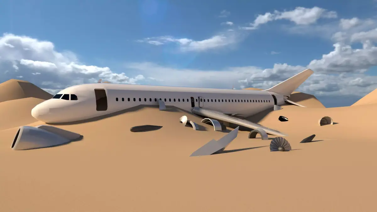 air-plane airplane in sand Low-poly 3D model