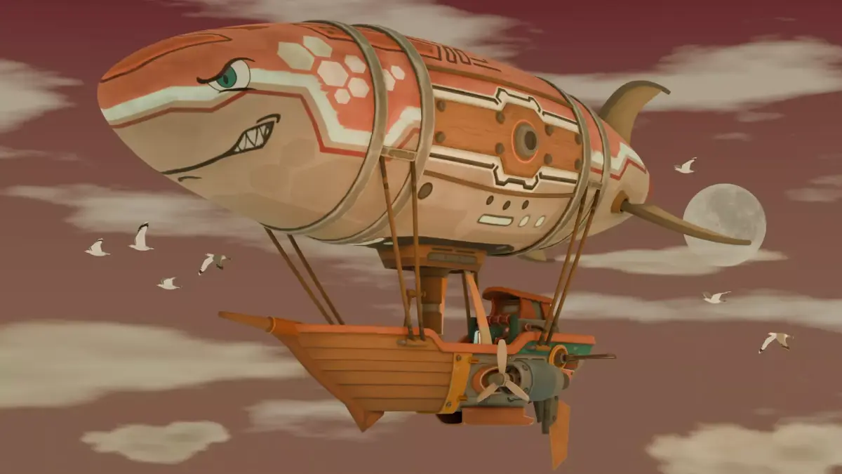 Fantasy Stylized Airship - Hand painted 3D Model 3D model