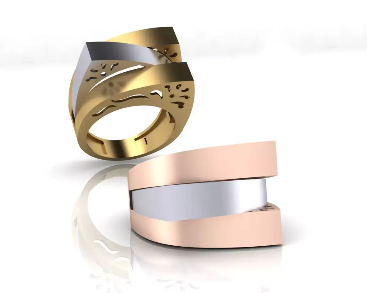3 part bypass gold ring 3D print model buy