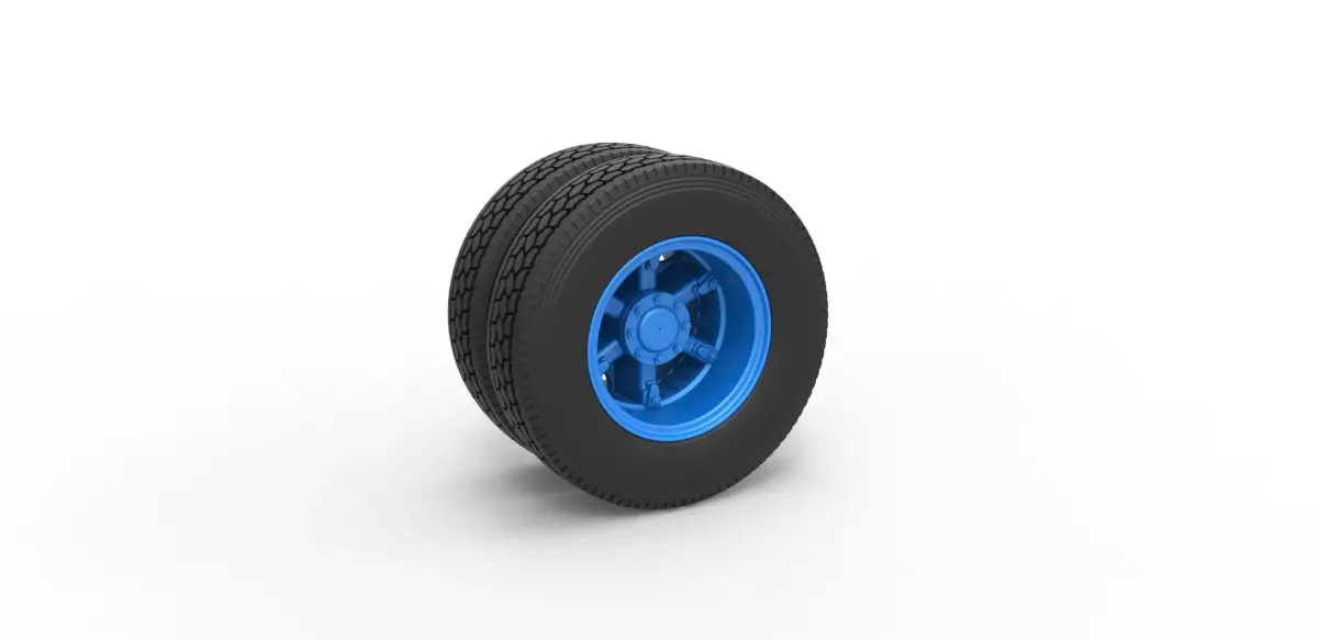 Rear 6 spoke wheel of old school truck Scale 1 to 25 3D print model