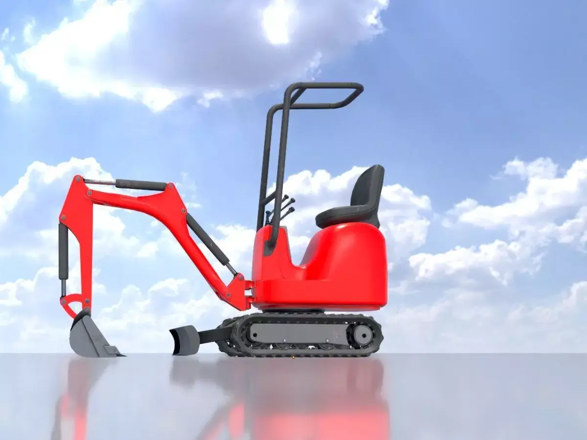 Mini-Digger Red Low-poly 3D model