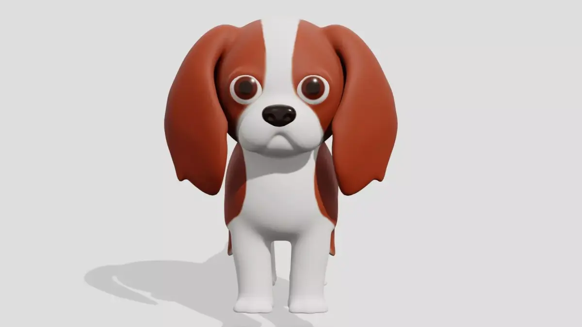 Cute dog  Cavalier King Charles Spaniel  3D model