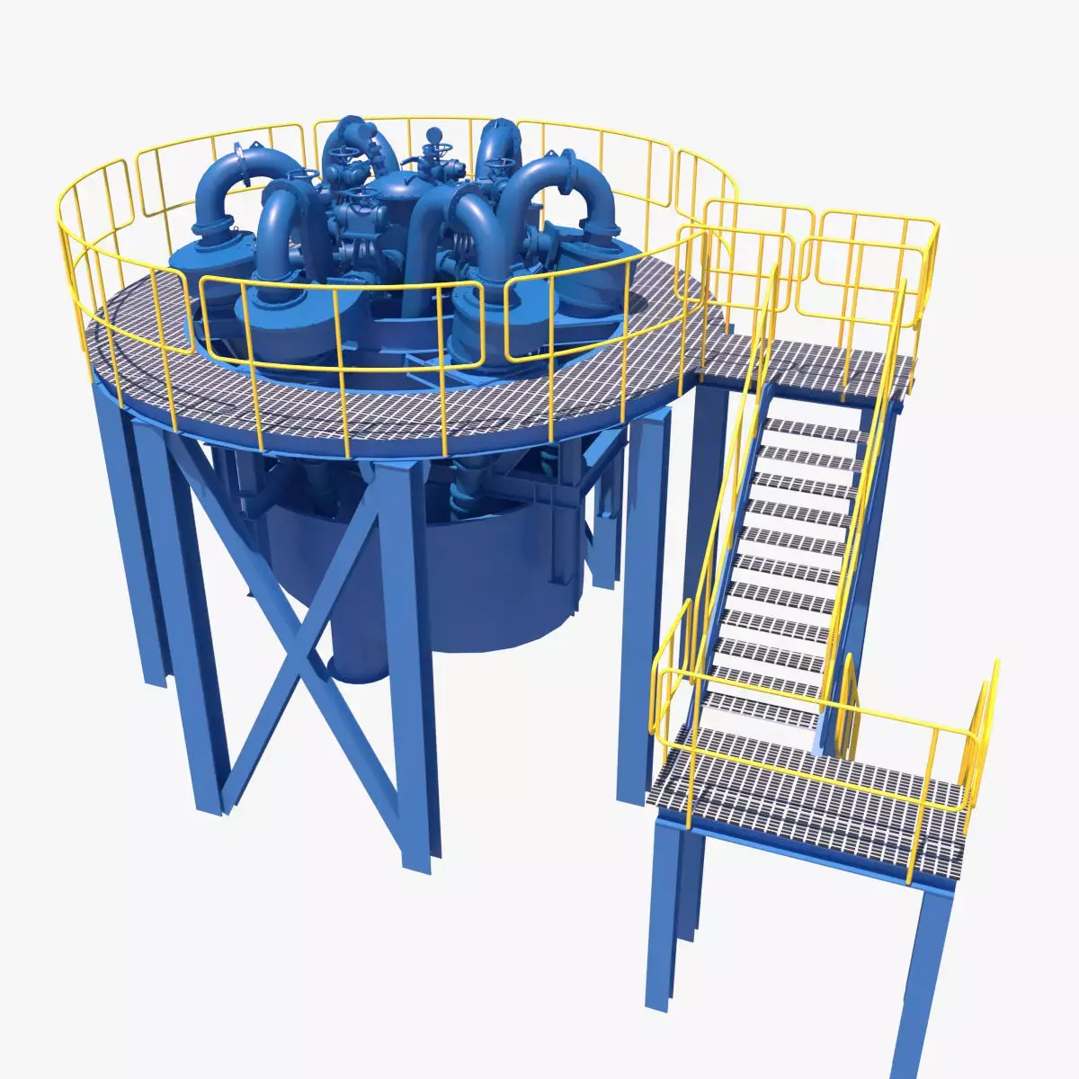 hidrociclones water treatment plant with stairs and ladders 3D model