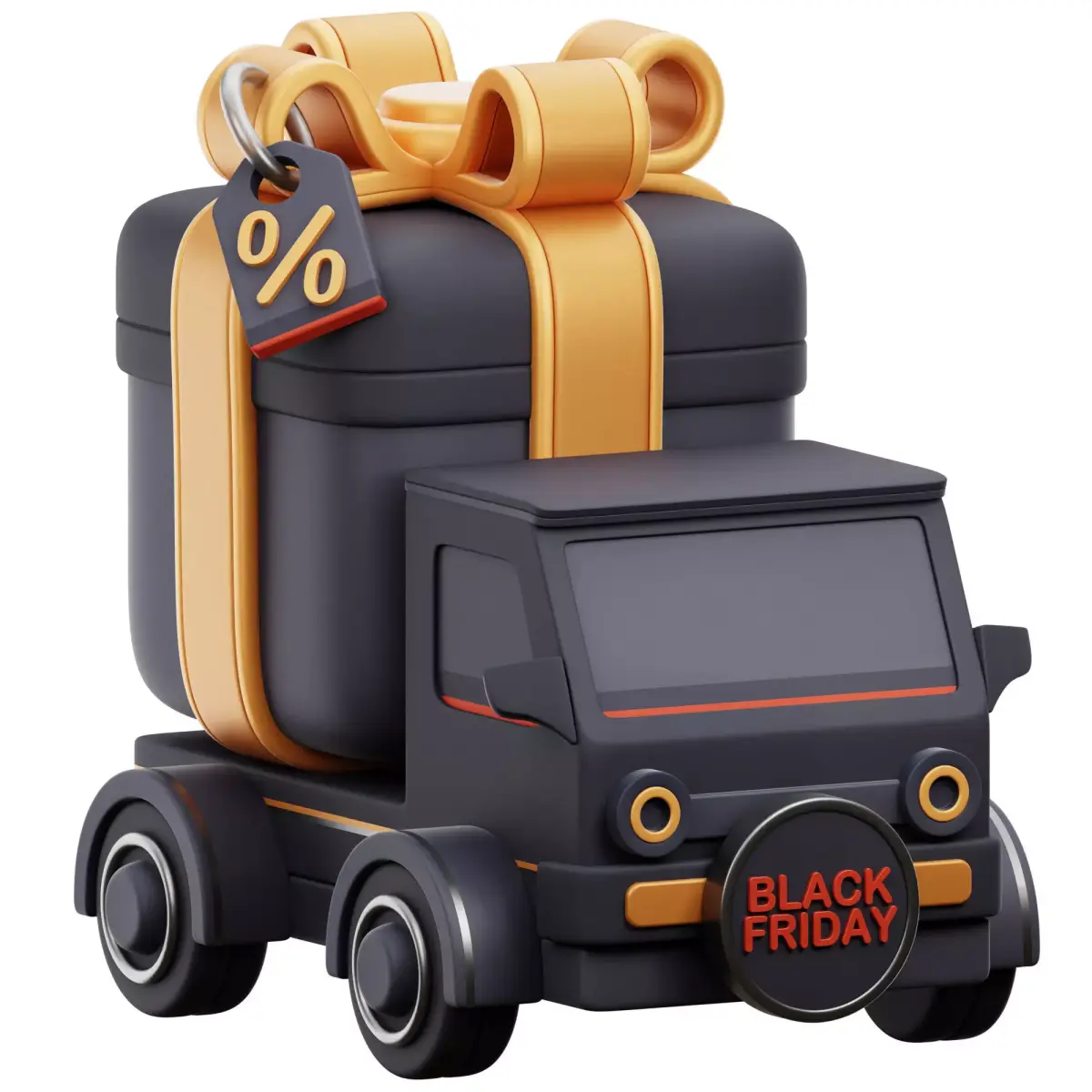 Gift Delivery Truck 3D Icon Low-poly 3D model